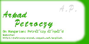 arpad petroczy business card